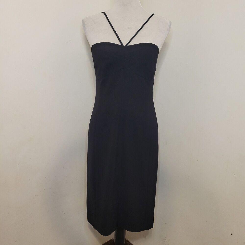 Ann Taylor LOFT Black Midi Dress Women’s Size 6 Built-In Bra Sleeveless
